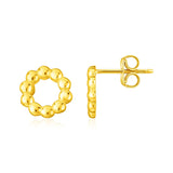 14K Yellow Gold Beaded Circle Earrings(6.8mm) RCJ