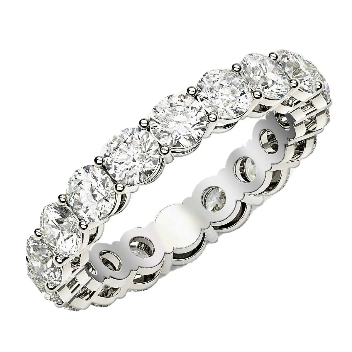 Round Cut Lab Grown Diamond Eternity Ring in 14k White Gold (2 cttw FG/VS2) RCJ