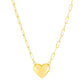 14k Yellow Gold Paperclip Chain Necklace with Puffed Heart RCJ