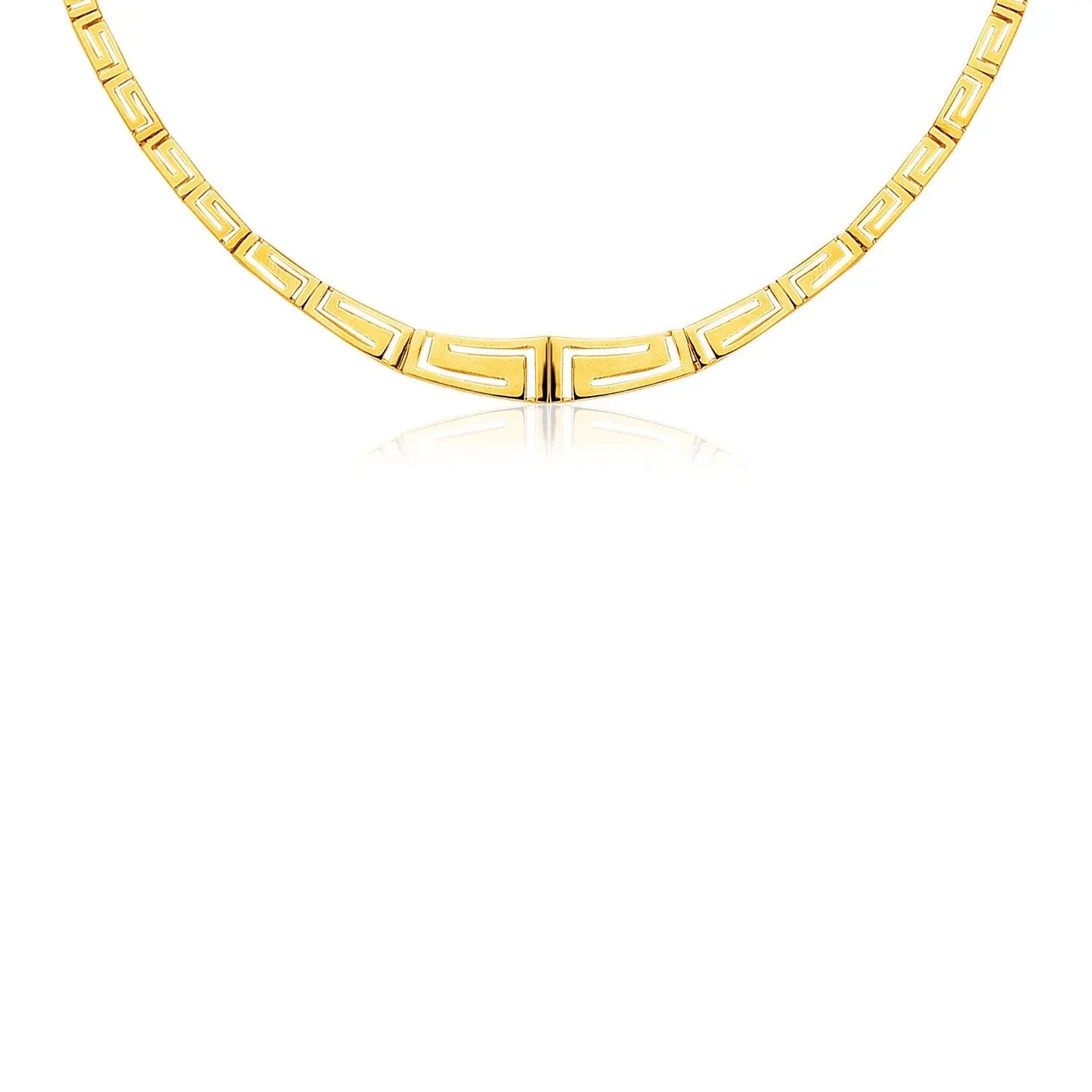 14K Yellow Gold Necklace with Graduated Greek Meander Motif Links RCJ