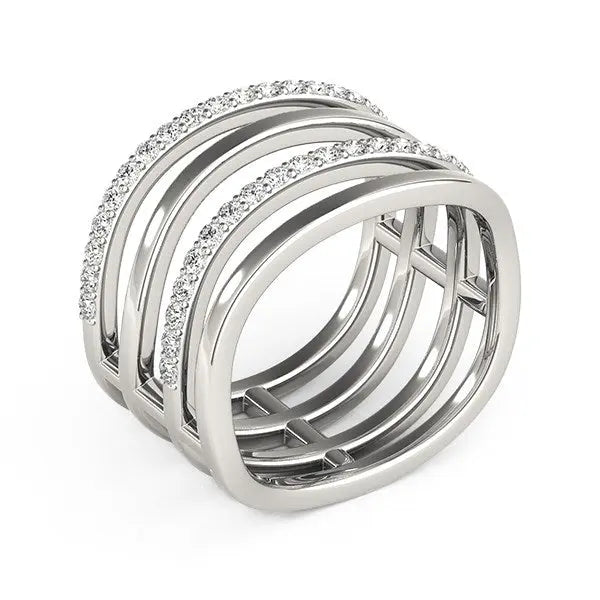 14k White Gold Multiple Band Design Ring with Diamonds (3/8 cttw)Monde Trend