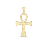 14k Yellow Gold High Polish Textured Ankh Pendant RCJ