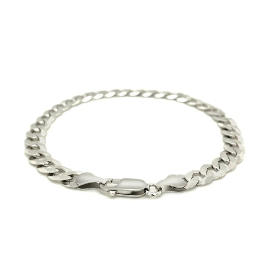 Rhodium Plated Sterling Silver Curb Style Bracelet (7.20 mm) RCJ