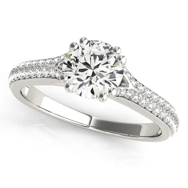 14k White Gold Double Prong Multirow Band Diamond Engagement Ring (1 1/8 cttw)Monde Trend