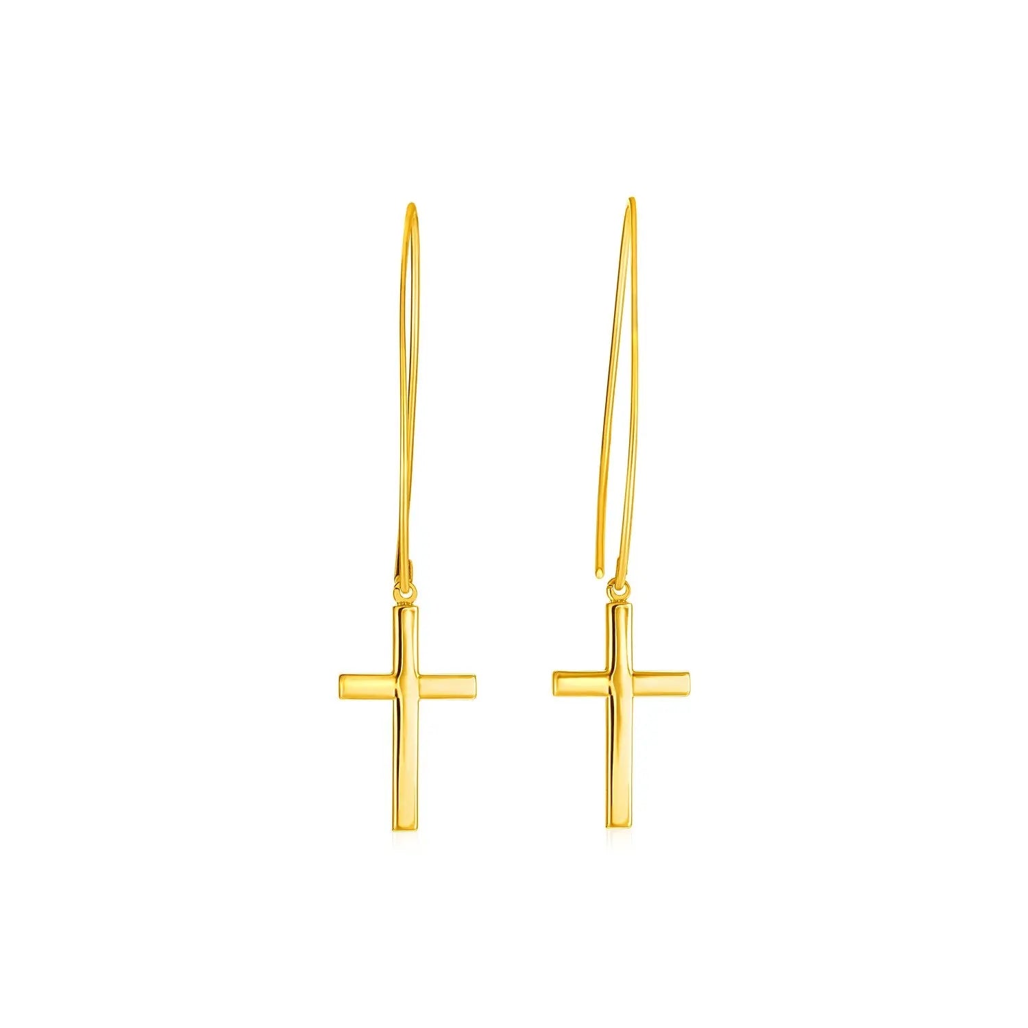 14k Yellow Gold Dangle Cross Earrings RCJ