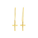 14k Yellow Gold Dangle Cross Earrings RCJ