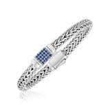 Sterling Silver Weave Motif Bracelet with Blue Sapphire Embellishments (7.00 mm) RCJ