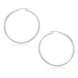 10k White Gold Polished Hoop Earrings (1.5x30mm)Monde Trend