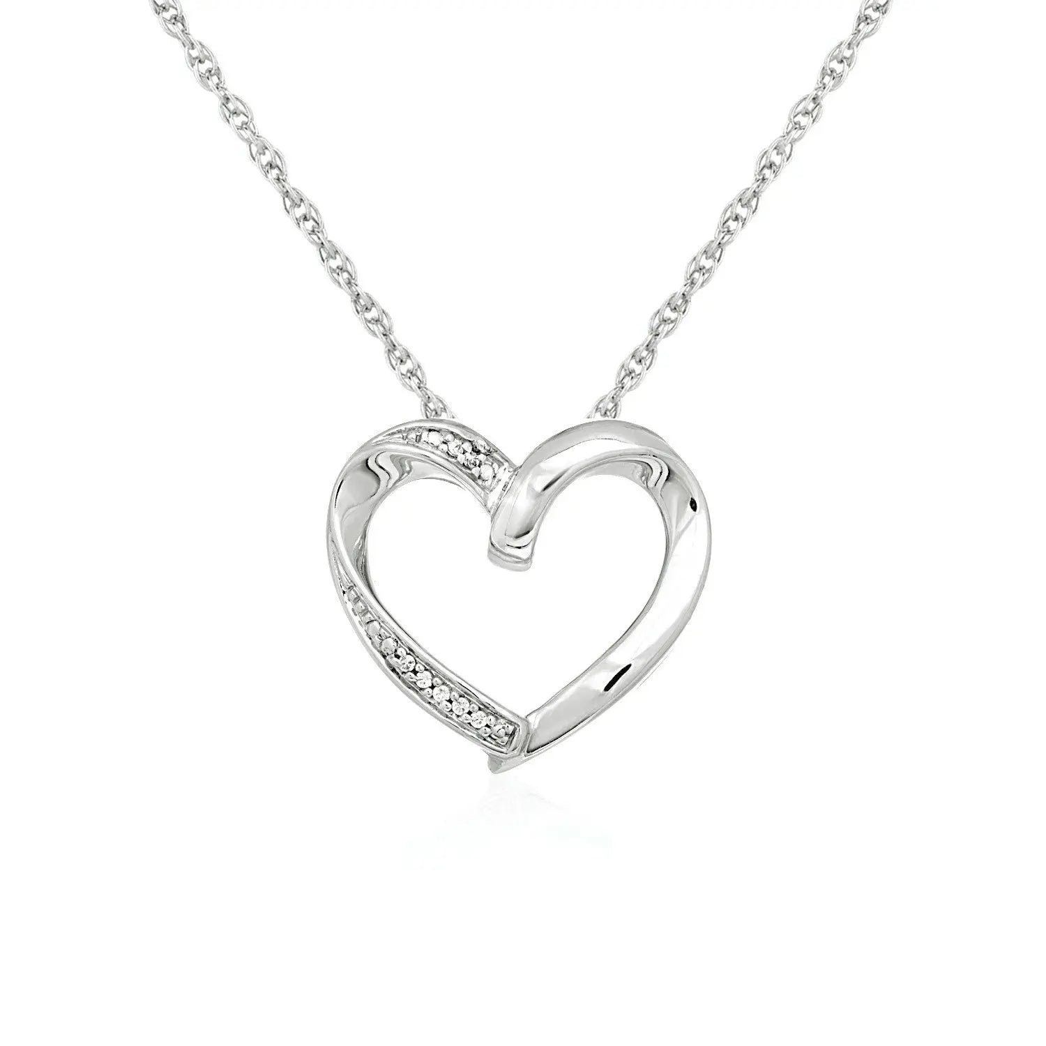 Open Heart Pendant with Diamonds in Sterling Silver RCJ