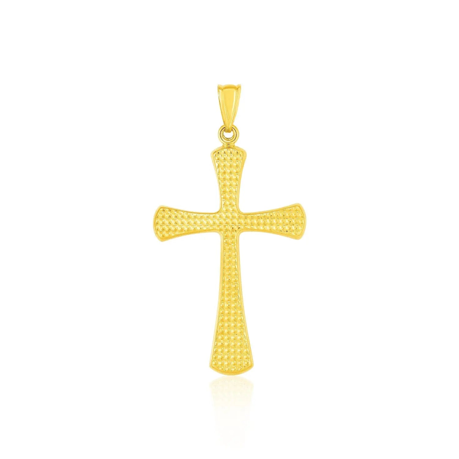 14k Yellow Gold Cross Pendant with Beaded Texture RCJ