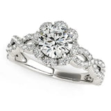 14k White Gold Flower Motif Split Shank Diamond Engagement Ring (1 5/8 cttw)Monde Trend