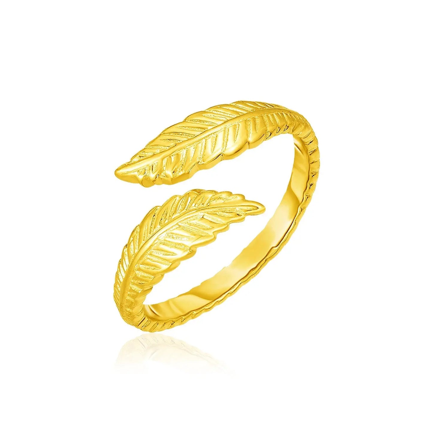 14k Yellow Gold Bypass Style Toe Ring with Leaves RCJ