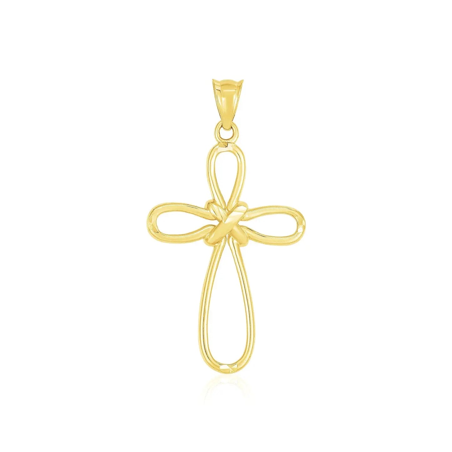 14k Yellow Gold Looped Knot Style Cross Pendant RCJ