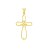 14k Yellow Gold Looped Knot Style Cross Pendant RCJ