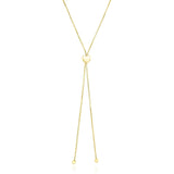 14k Yellow Gold Adjustable Heart Style Lariat Necklace RCJ