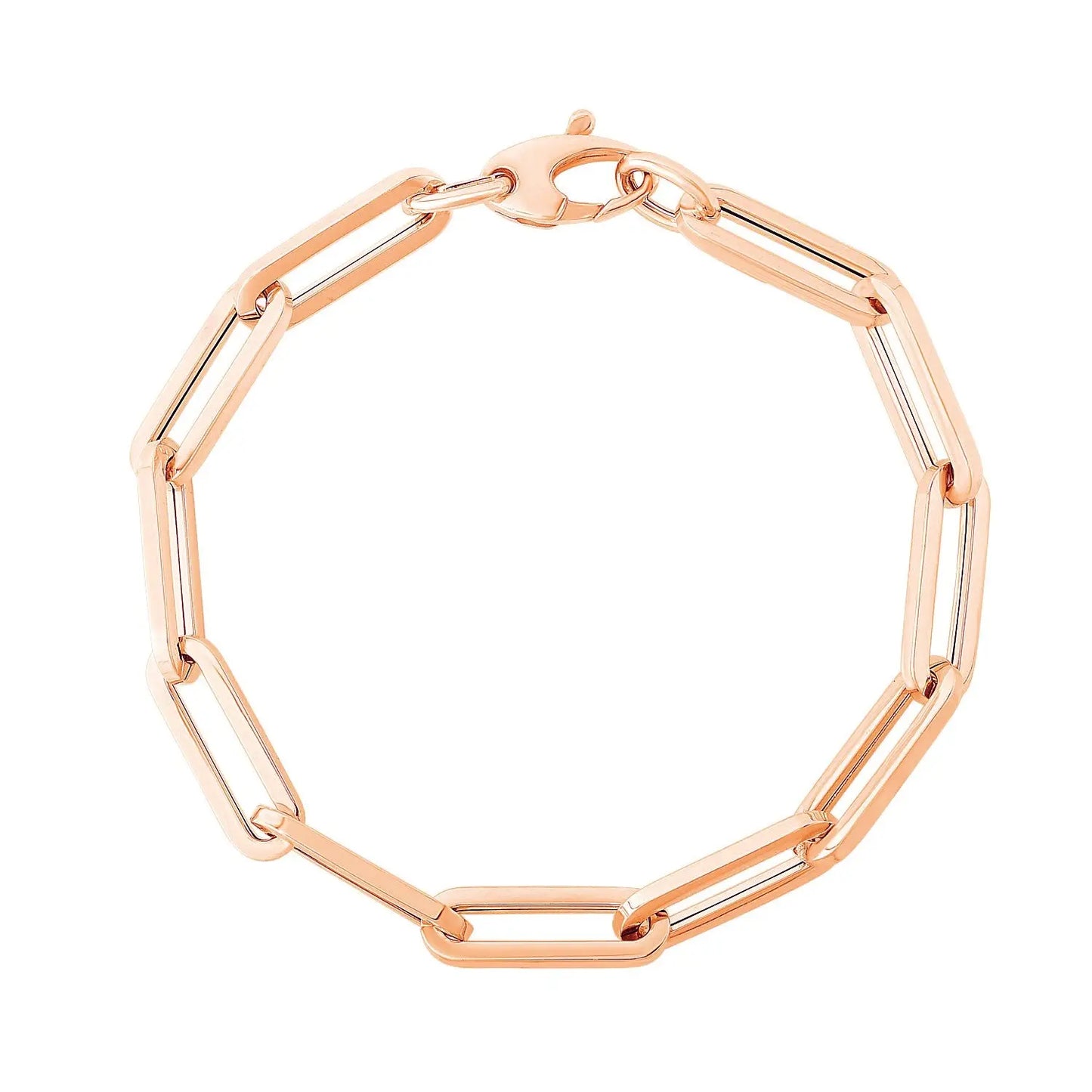 14K Rose Gold Extra Wide Paperclip Chain Bracelet (6.10 mm)Monde Trend