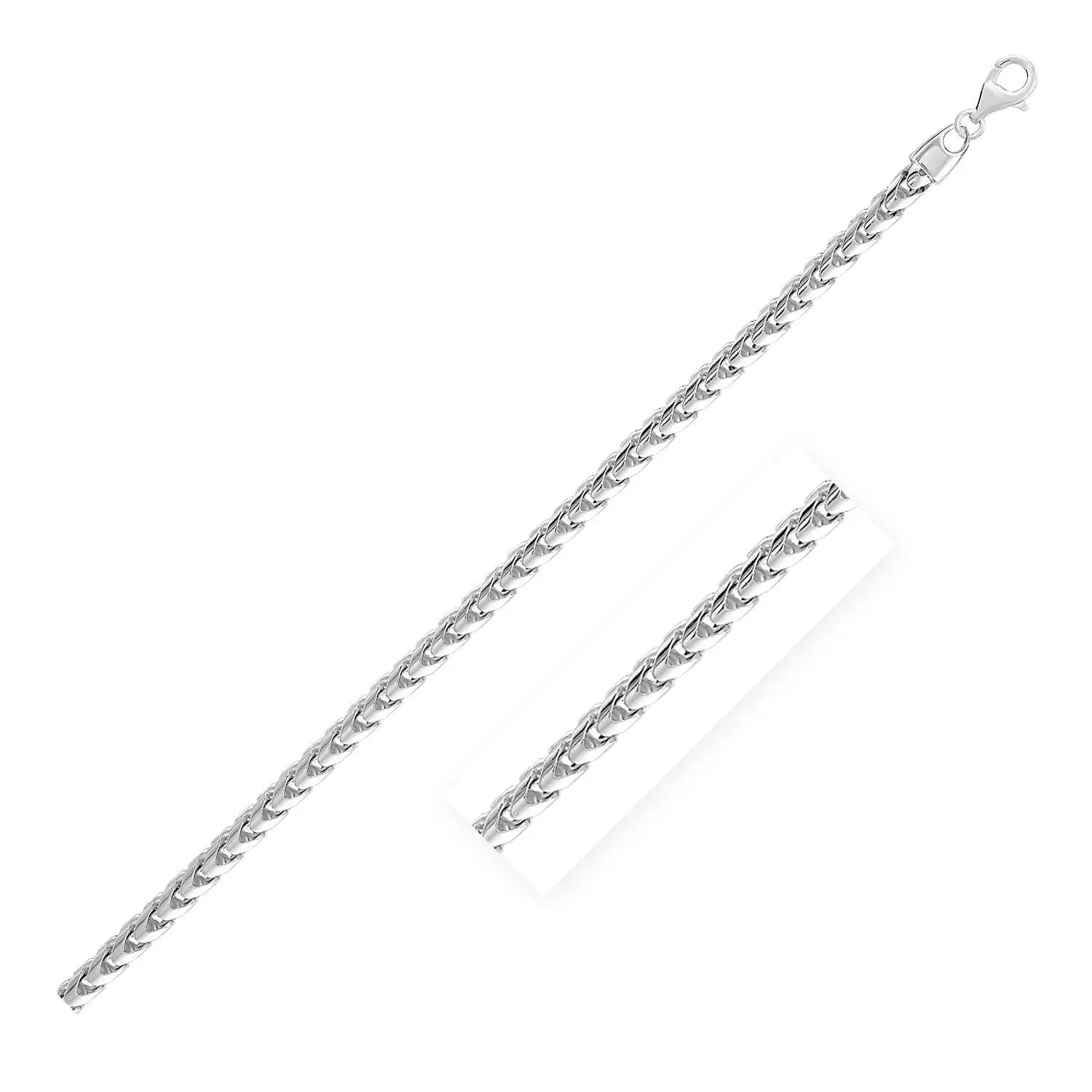 Sterling Silver Rhodium Plated Round Franco Chain 4.6mm RCJ