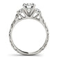 14k White Gold Antique Design 3 Stone Diamond Engagement Ring (1 3/4 cttw)Monde Trend