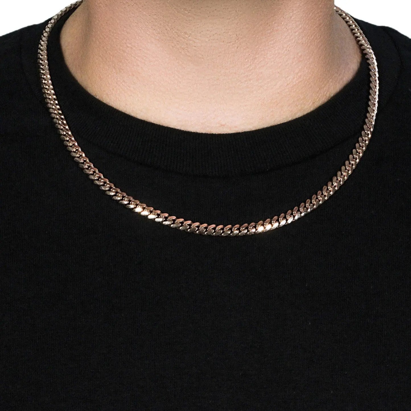 14k Rose Gold Classic Miami Cuban Solid Chain (6.10 mm)Monde Trend