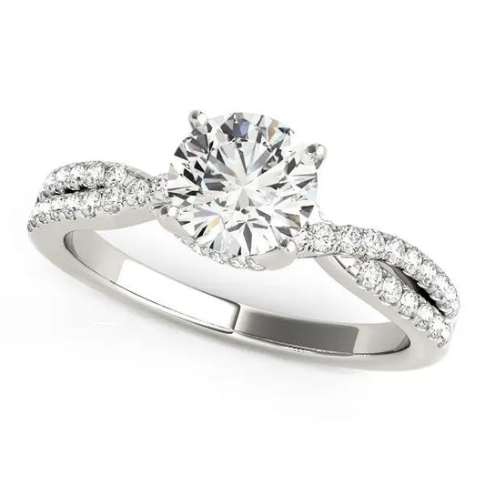 14k White Gold Fancy Prong Split Shank Diamond Engagement Ring (1 1/4 cttw)Monde Trend