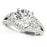 14k White Gold 3 Stone Split Pave Shank Diamond Engagement Ring (2 3/4 cttw)Monde Trend