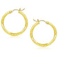 10k Yellow Gold Diamond Cut Hoop Earrings (3x25mm)Monde Trend