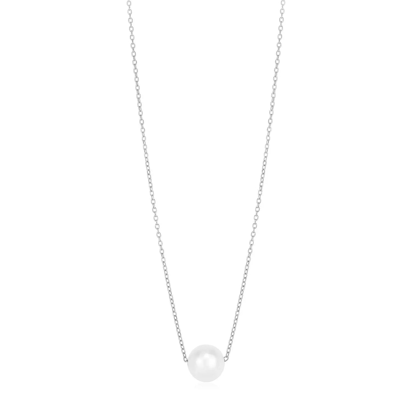 14k White Gold Pearl Solitaire NecklaceMonde Trend