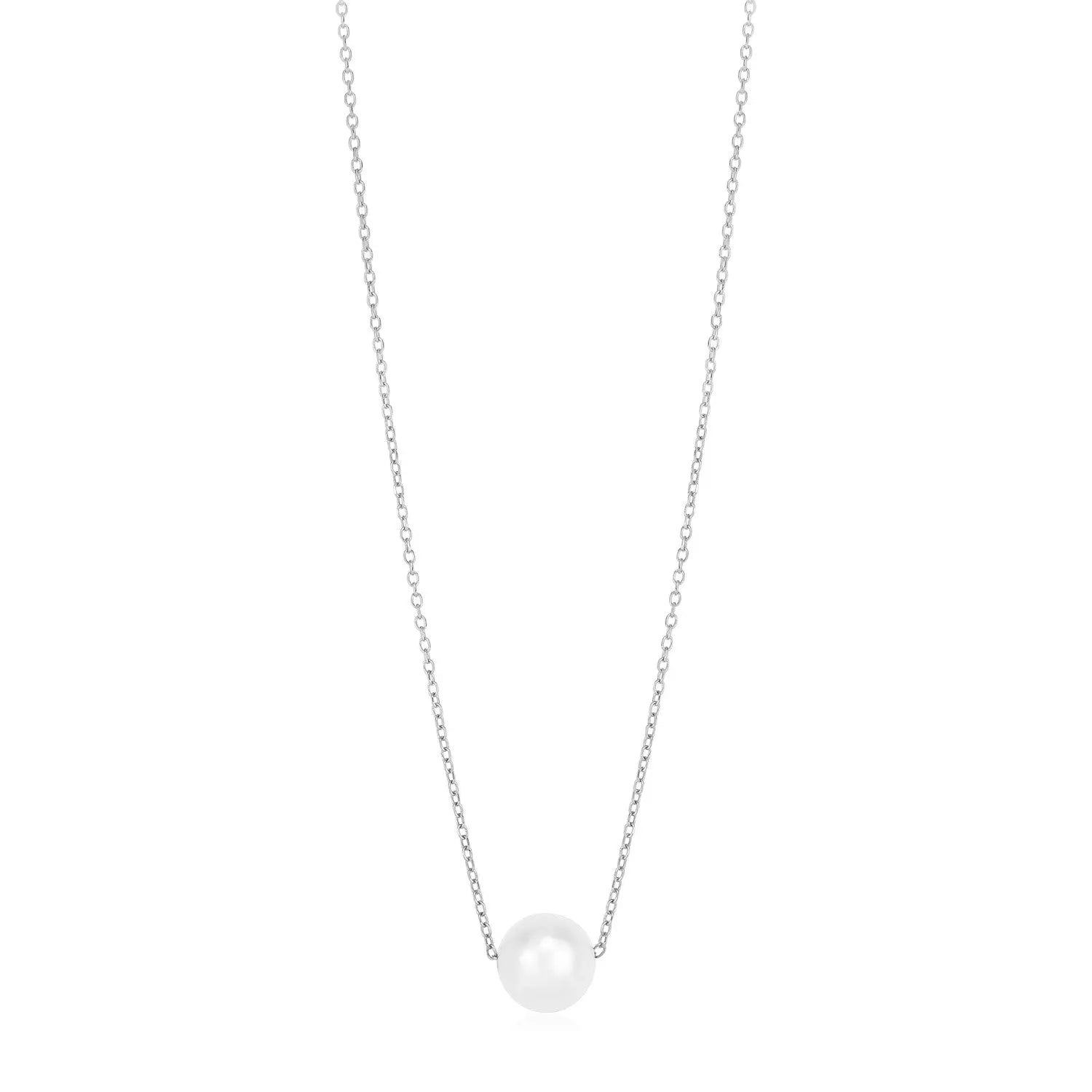 14k White Gold Pearl Solitaire NecklaceMonde Trend