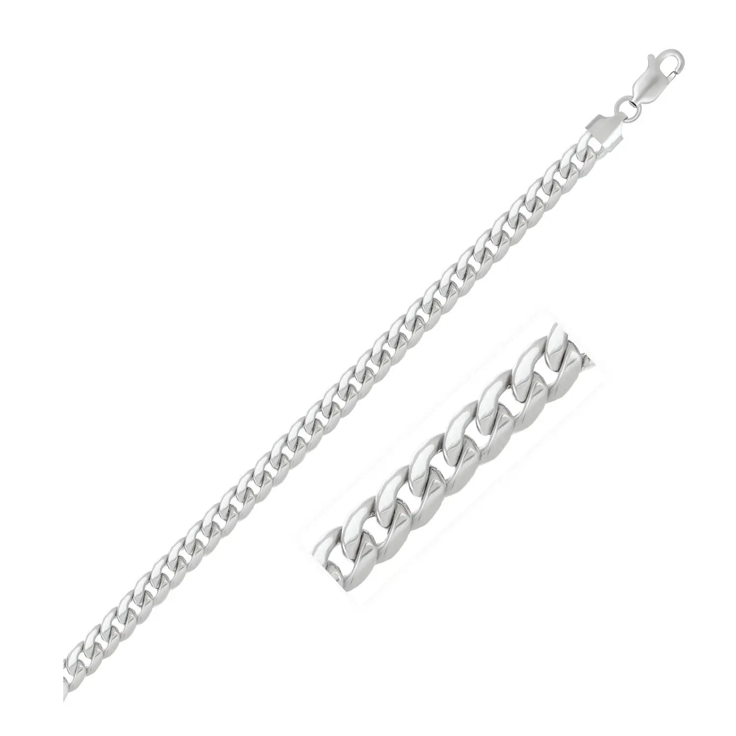 14k White Gold Miami Cuban Semi Solid Bracelet (5.50 mm)Monde Trend