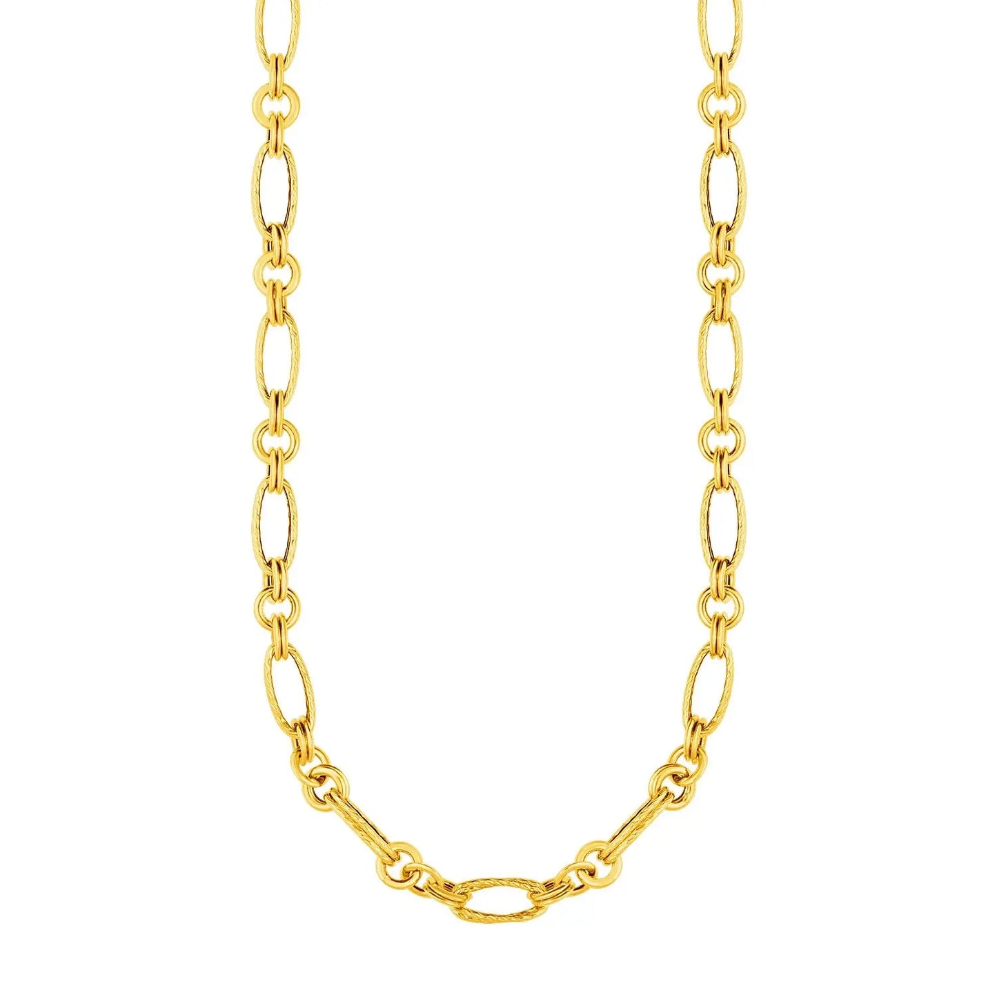 14k Yellow Gold Twisted and Polished Link Necklace RCJ