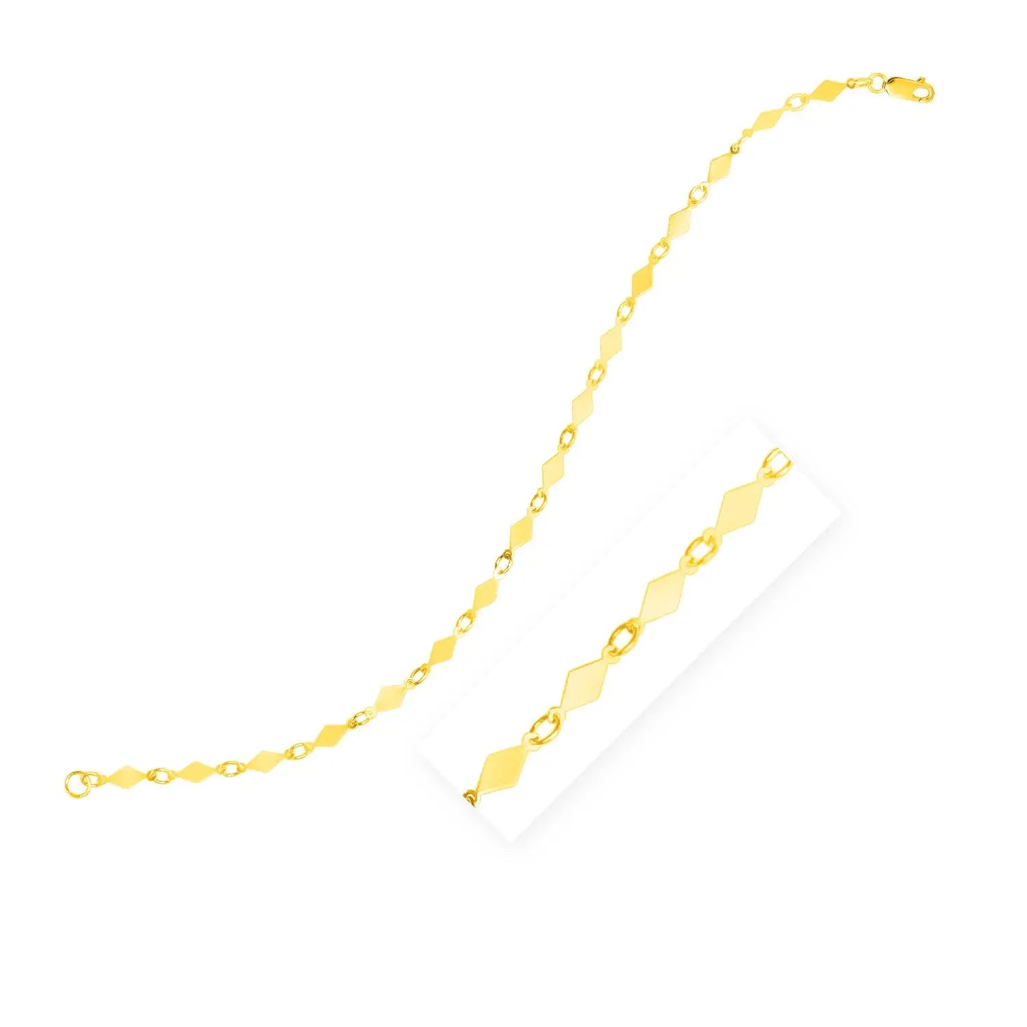 14K Yellow Gold Polished Diamond Motif Chain Bracelet (3.00 mm) RCJ