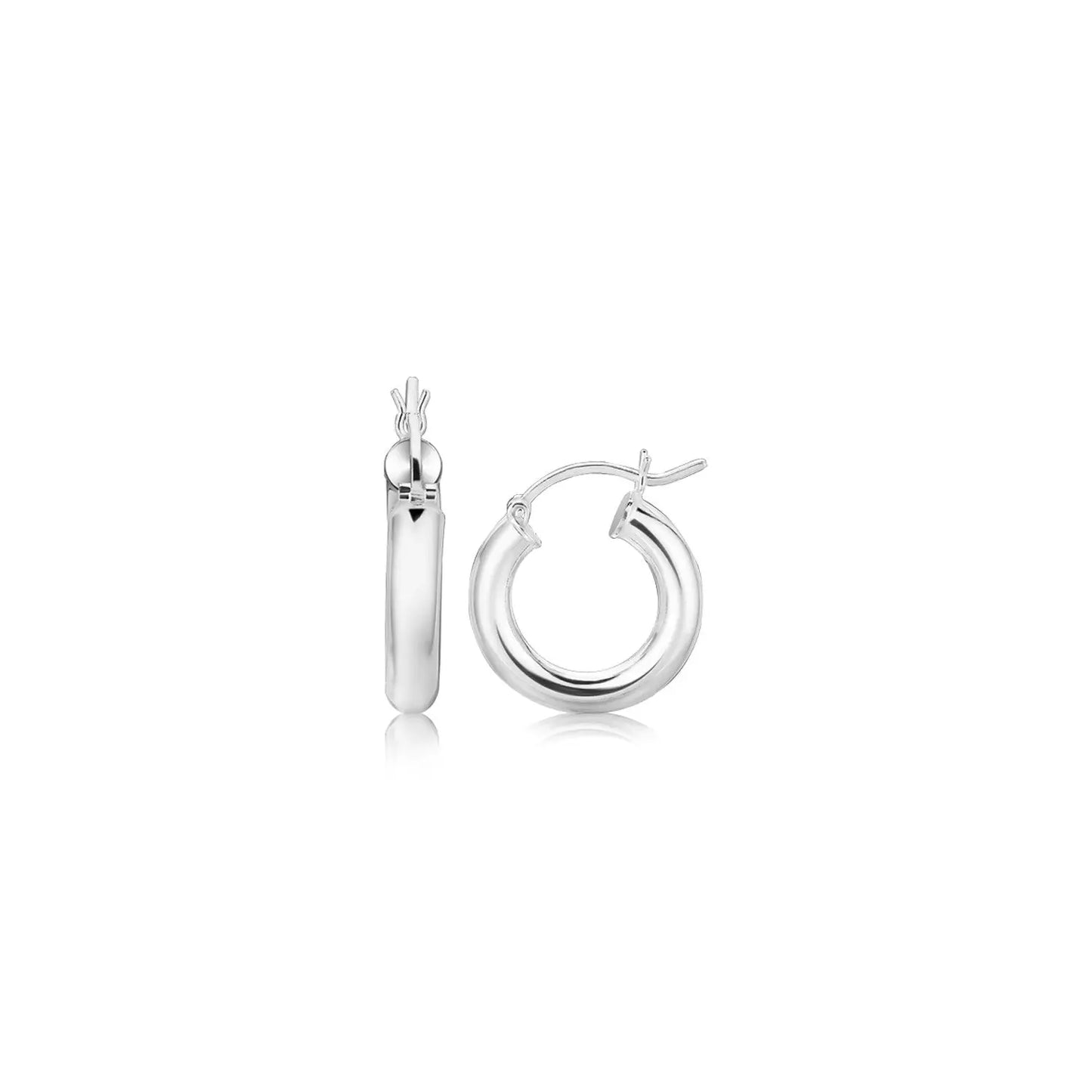 Sterling Silver Thick Polished Hoop Earrings with Rhodium Plating (2x20mm) RCJ