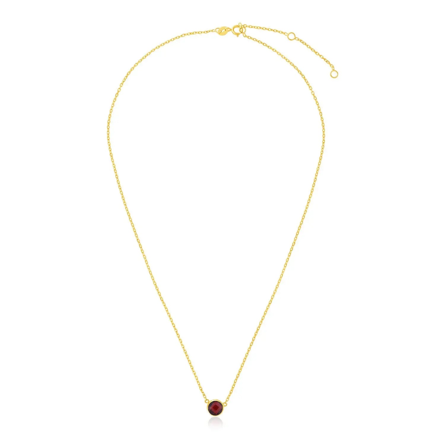 14k Yellow Gold 17 inch Necklace with Round Garnet RCJ