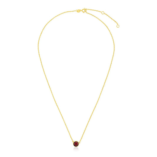 14k Yellow Gold 17 inch Necklace with Round Garnet RCJ