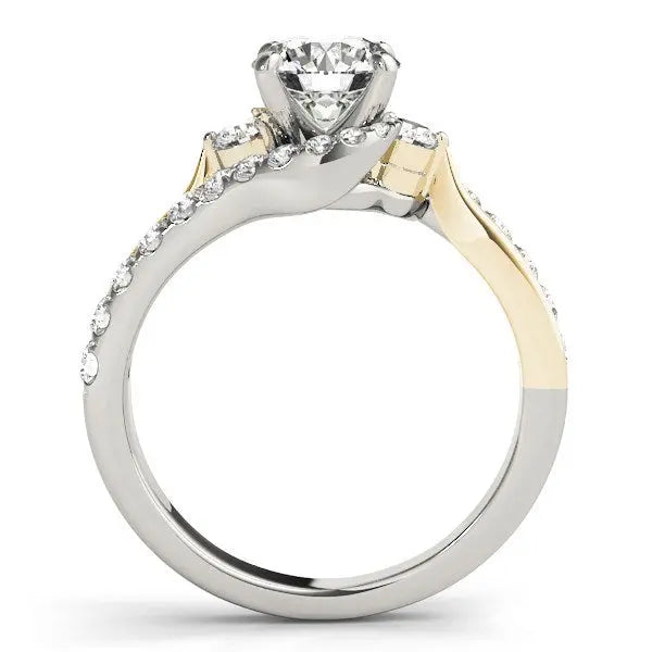 14k White And Yellow Gold Round Bypass Diamond Engagement Ring (1 1/2 cttw)Monde Trend