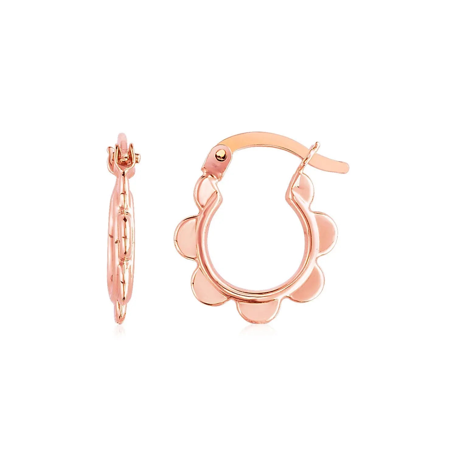 14k Rose Gold Scalloped Hoop EarringsMonde Trend