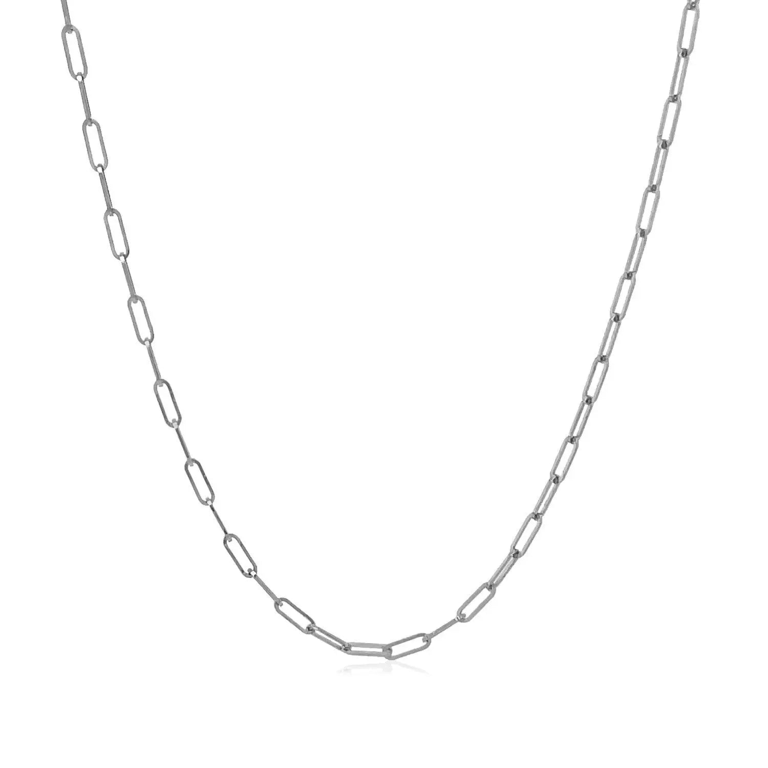 18K White Gold Fine Paperclip Chain (1.50 mm) RCJ