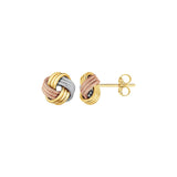 Love Knot Post Earrings in 14k Tri Color Gold RCJ