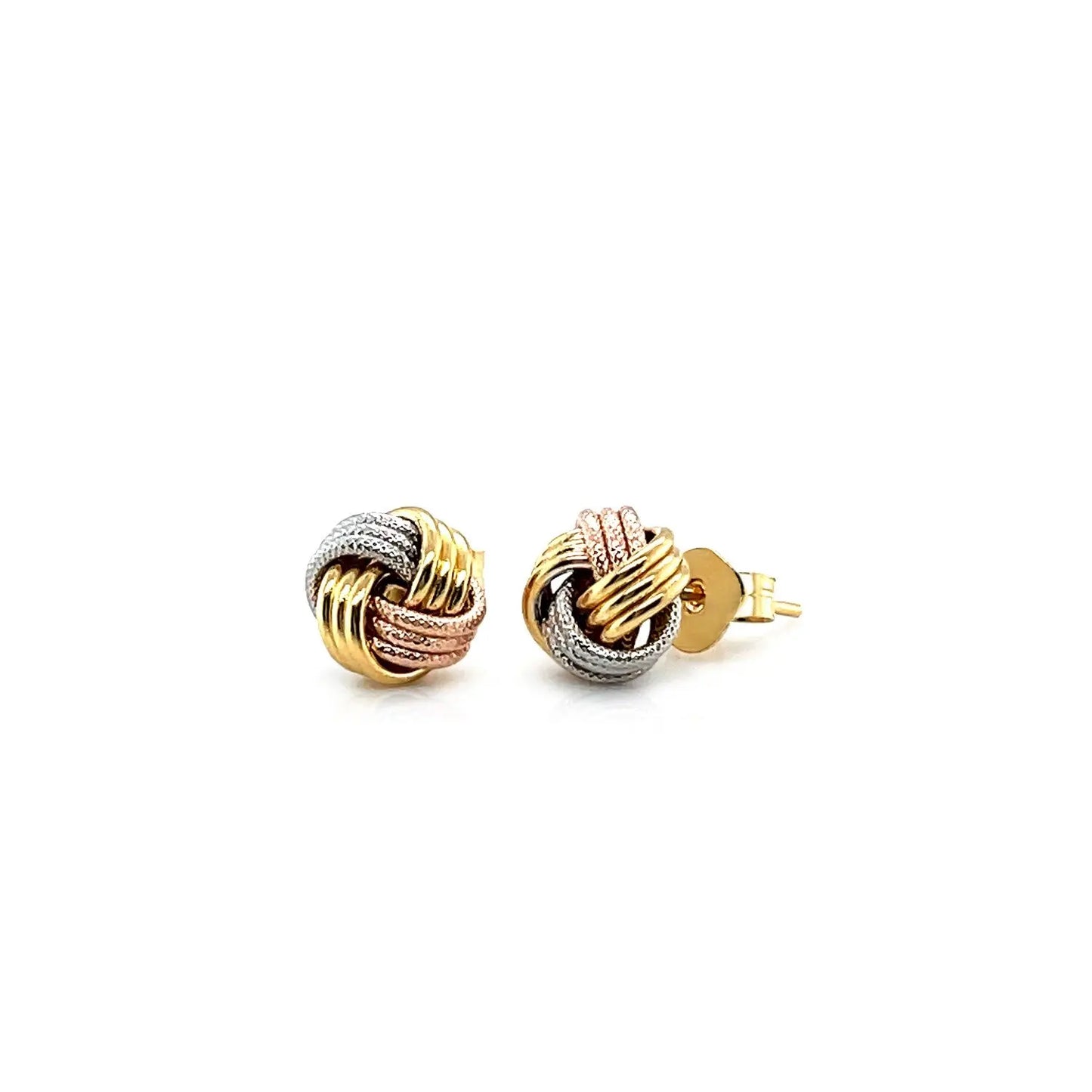 Love Knot Post Earrings in 14k Tri Color Gold RCJ