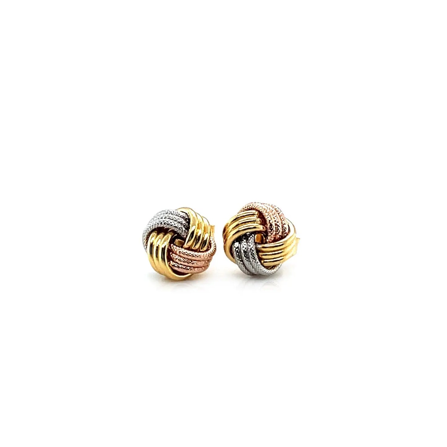 Love Knot Post Earrings in 14k Tri Color Gold RCJ