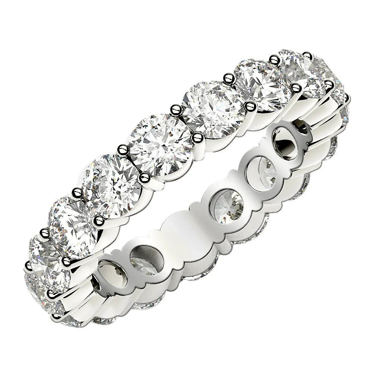 Round Cut Lab Grown Diamond Eternity Ring in 14k White Gold (3 cttw FG/VS2) RCJ