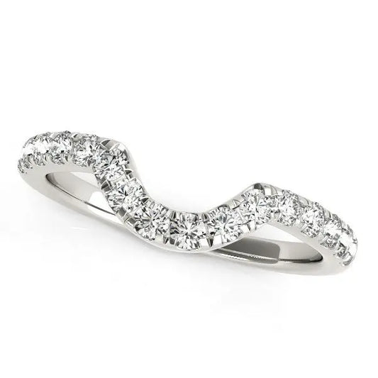 14k White Gold Curved Diamond Wedding Band (3/8 cttw)Monde Trend