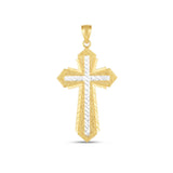 14k Two Tone Gold High Polish Diamond Cut Cross PendantMonde Trend