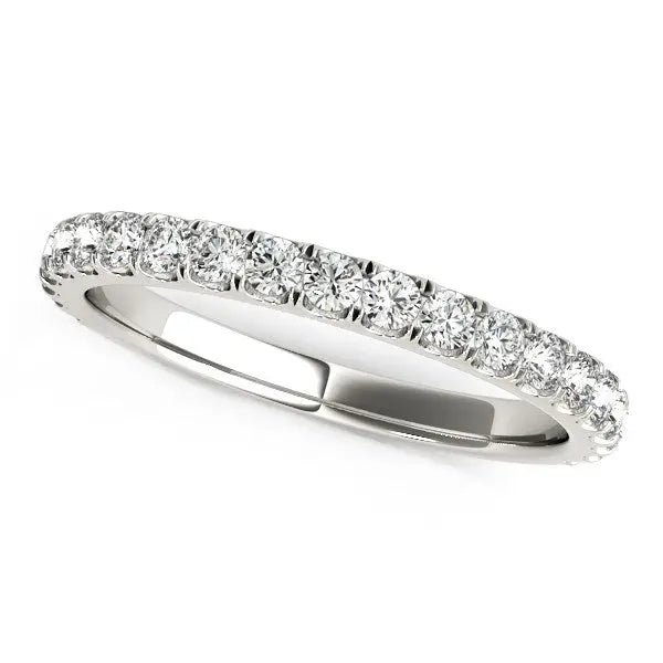 14k White Gold Round Pave Setting Diamond Wedding Band (3/8 cttw) RCJ