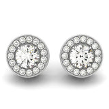 14k White Gold Round Diamond Halo Milgrain Border Earrings (3/4 cttw) RCJ