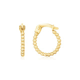 14K Yellow Gold Bead Hinged Hoop Earrings RCJ