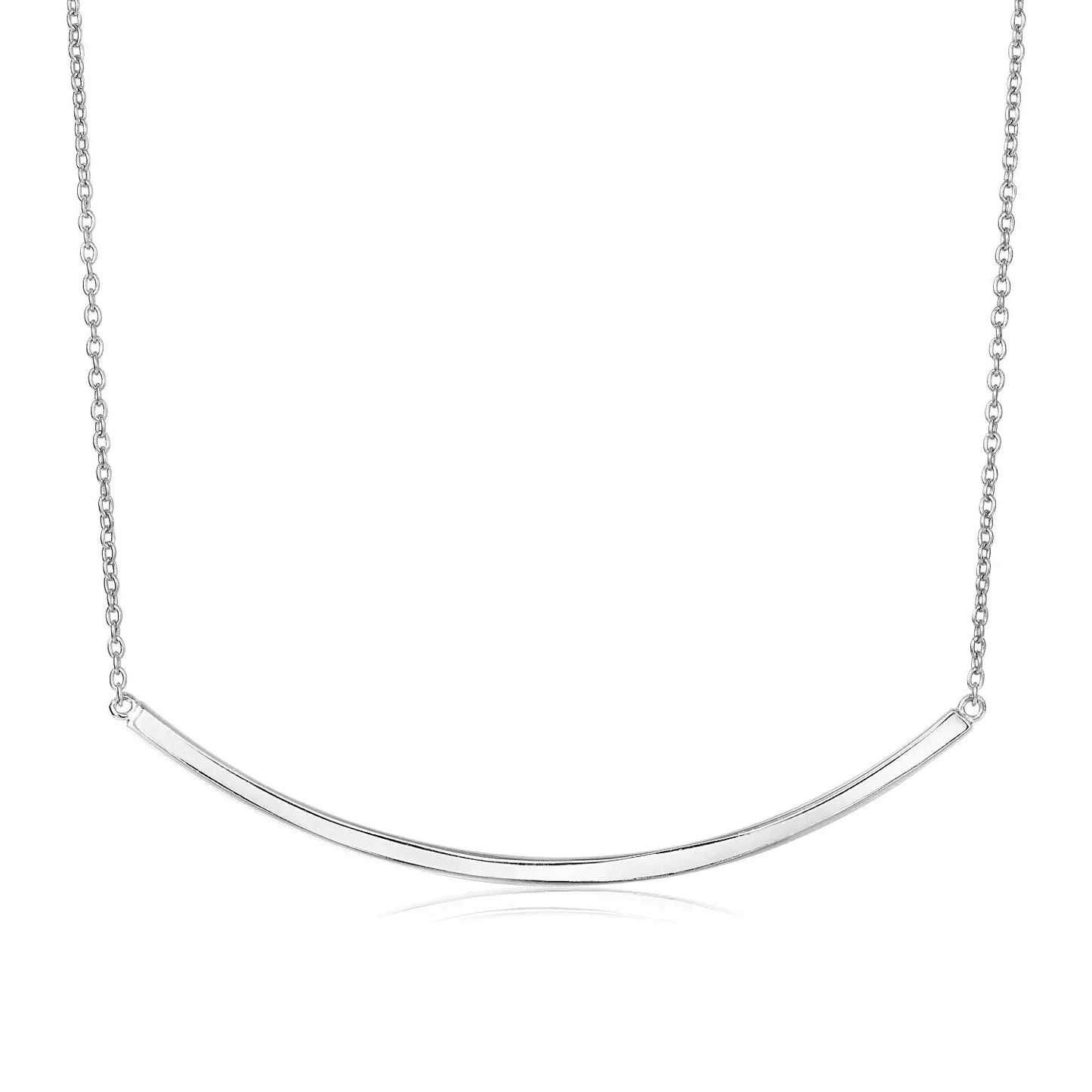 Sterling Silver Polished Curved Bar Necklace RCJ