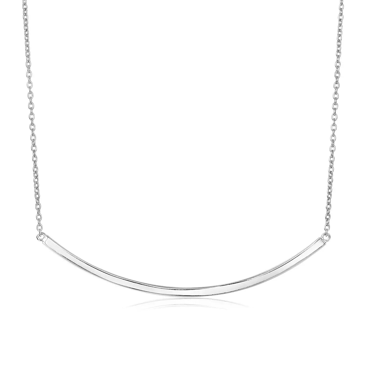 Sterling Silver Polished Curved Bar Necklace RCJ