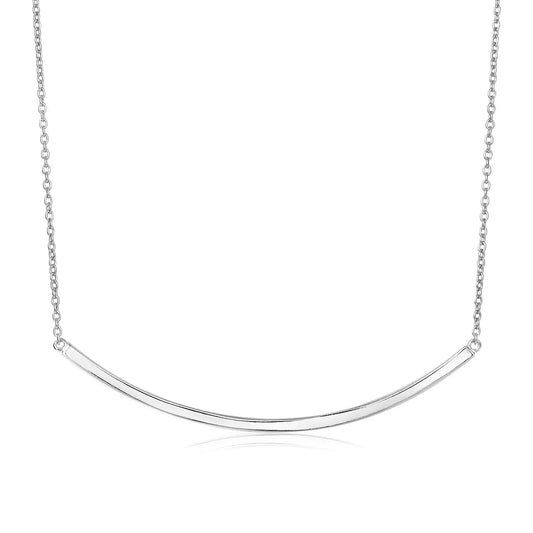 Sterling Silver Polished Curved Bar Necklace RCJ