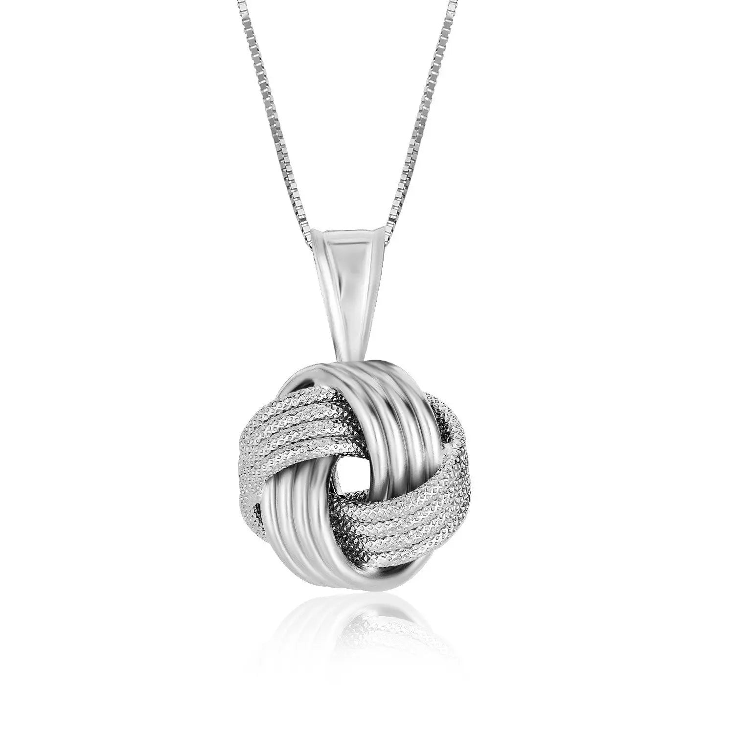 Sterling Silver Pendant with a Ridge Textured Love Knot Design RCJ